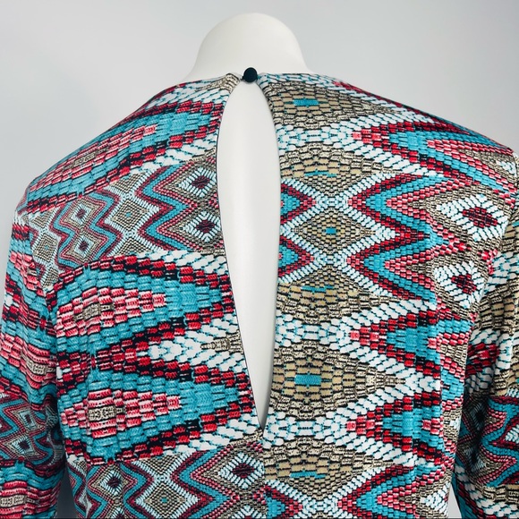 MISA Los Angeles Prism Print Slinky Swing Dress Long Sleeve Mosaic Southwestern - Picture 10 of 16